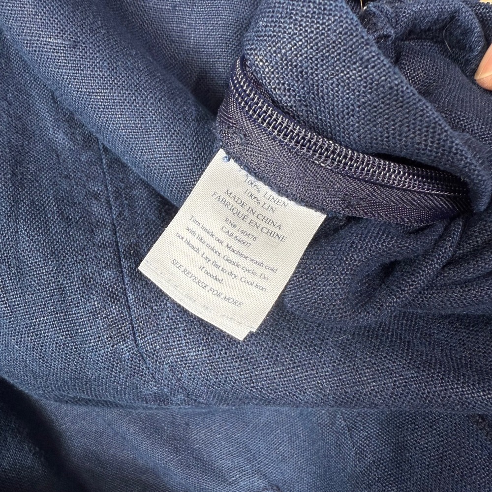 Faherty Catalina Jumpsuit Womens XS Navy Blue 100% Linen Sleeveless V-neck Belt - Picture 9 of 14